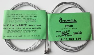 2 BRAKES CABLES INDECA CYCLE - Cables de frein 1.20m