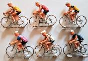 6 Miniatures cyclistes plastiques