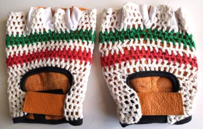 BICYCLE GLOVES COTON CROCHET AND LEATHER - Gants mitaine