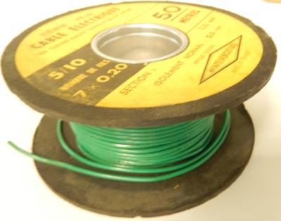 5 METER GREEN ELECTRIC WIRE 5/10 - 5 metres fil electrique vert 5/10