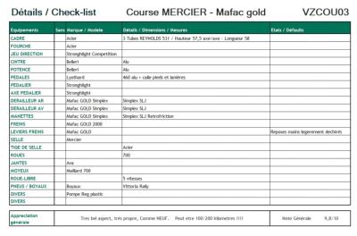 VINTAGE MERCIER GOLD Reynolds - Vélo de course comme neuf
