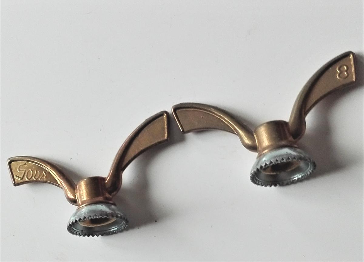 2 SOVA BRONZE WING NUTS FRONT 8MM 2 Papillons de roues Sova avant bronze