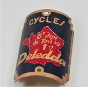 50 CYCLES DELEDDA HEAD BADGES - 50 Plaques de cadre alu
