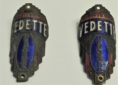 1 BICYCLE VEDETTE HEAD BADGE - 1 Plaque de cadre