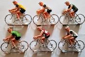 6 Miniatures cyclistes plastiques