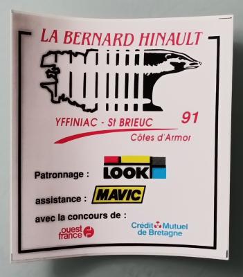 STICKER - 1 Autocollant Cyclosportive 91 LA BERNARD HINAULT