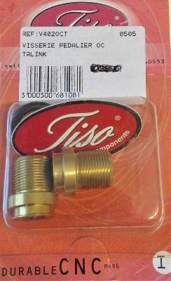 2 TISO OCTALINK ALUMINUM GOLD BOTTOM AXE SCREWS - 2 Boulons axe pédalier alu or