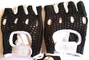 BICYCLE GLOVES COTON CROCHET AND LEATHER - Gants mitaine