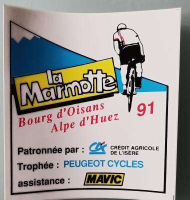 STICKER - 1 Autocollant Cyclosportive 91 LA MARMOTTE